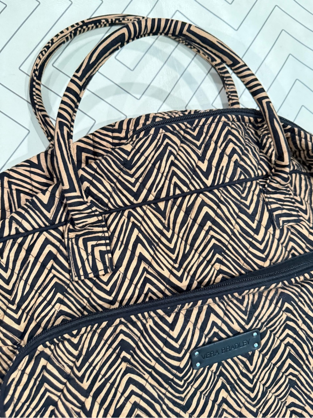 Vera Bradley Black/Brown Overnight Travel Bag - Picture 4 of 12